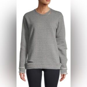 ALALA Women’s Gray‎ Cypher Distressed Fleece Pullover Sweatshirt Size Small